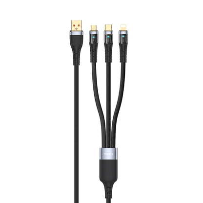 TOTU CB-8-3 100W 3 in 1 USB to 8 Pin+Type-C+Micro USB Transparent Braided Data Cable, Length: 1.5m - Multifunctional Cable by TOTUDESIGN | Online Shopping UK | buy2fix