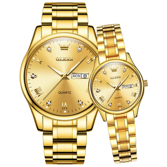 1pair OLEVS 5563 Couple Luminous Waterproof Quartz Watch(Gold) - Couple Watches by OLEVS | Online Shopping UK | buy2fix