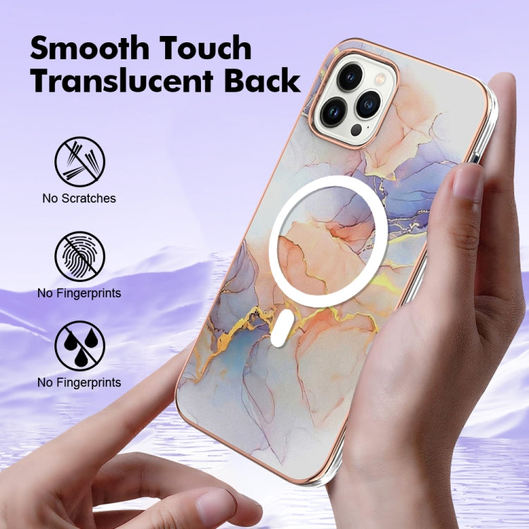For iPhone 14 Pro Marble Pattern Dual-side IMD Magsafe TPU Phone Case(White Marble) - iPhone 14 Pro Cases by buy2fix | Online Shopping UK | buy2fix