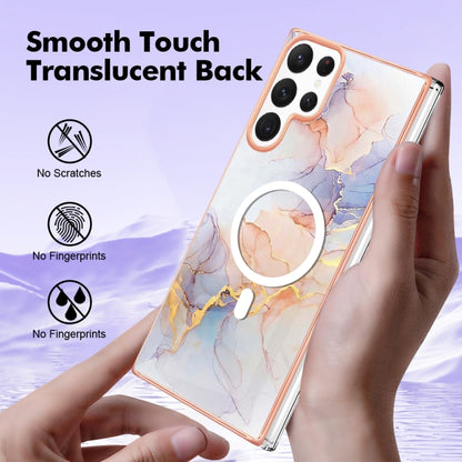 For Samsung Galaxy S22 Ultra 5G Marble Pattern Dual-side IMD Magsafe TPU Phone Case(White Marble) - Galaxy S22 Ultra 5G Cases by buy2fix | Online Shopping UK | buy2fix