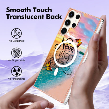 For Samsung Galaxy S23 Ultra 5G Marble Pattern Dual-side IMD Magsafe TPU Phone Case(Dream Butterfly) - Galaxy S23 Ultra 5G Cases by buy2fix | Online Shopping UK | buy2fix