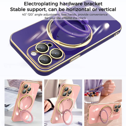 For iPhone 13 Pro Max Multifunction Electroplating MagSafe Holder Phone Case(Dark Purple) - iPhone 13 Pro Max Cases by buy2fix | Online Shopping UK | buy2fix