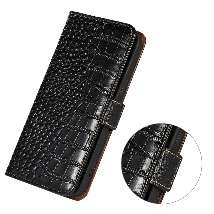 For Honor 90 Crocodile Top Layer Cowhide Leather Phone Case(Black) - Honor Cases by buy2fix | Online Shopping UK | buy2fix