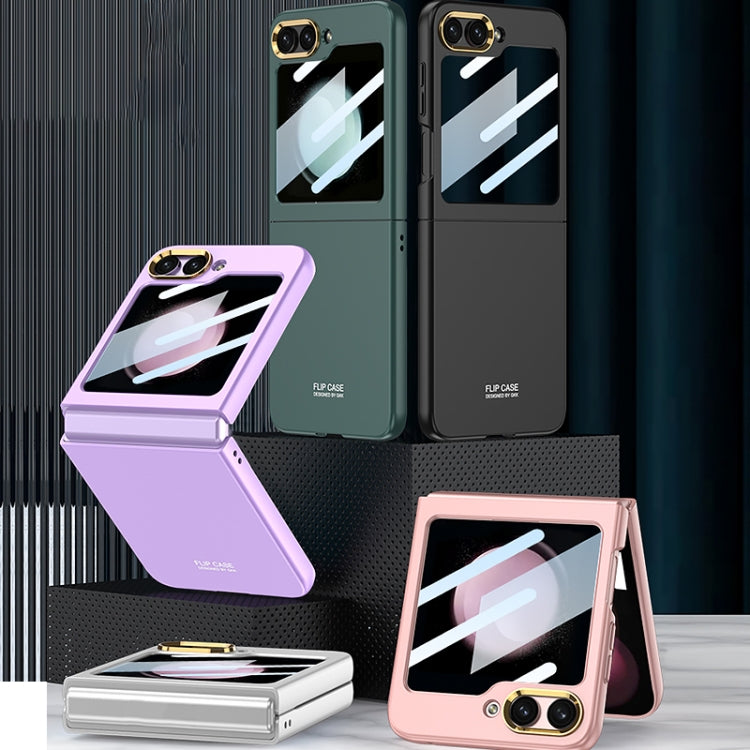 For Samsung Galaxy Z Flip5 GKK Integrated Ultra-thin Electroplating Lens Frame Phone Case(Silver) - Galaxy Z Flip5 Cases by GKK | Online Shopping UK | buy2fix