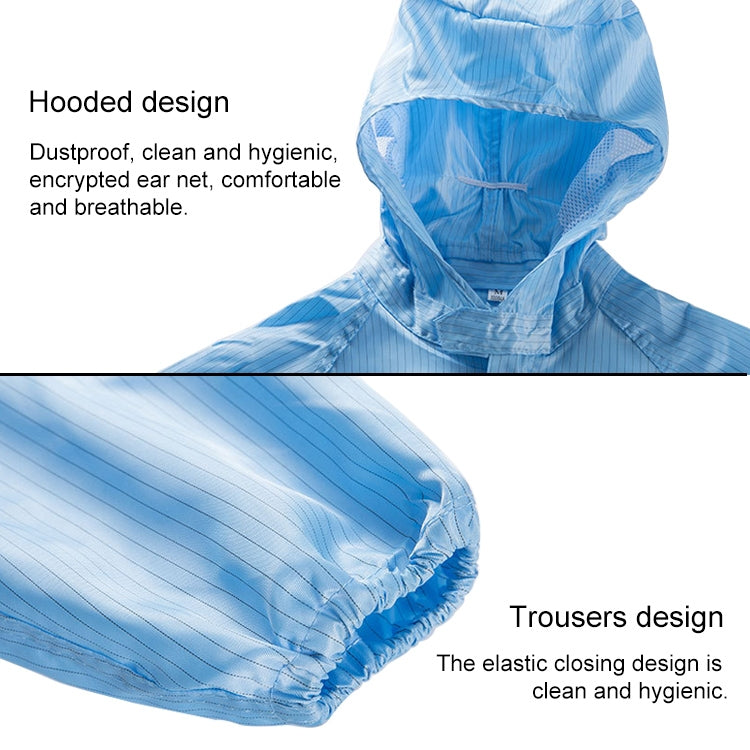 Striped Anti-static Split Hood Dust-proof Work Suit, Size:XXXL(Blue) - Protective Clothing by buy2fix | Online Shopping UK | buy2fix