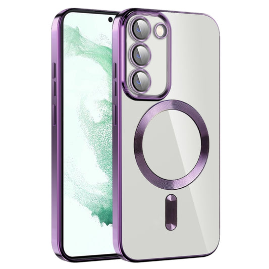 For Samsung Galaxy S22+ 5G CD Texture Plating TPU MagSafe Phone Case with Lens Film(Dark Purple) - Galaxy S22+ 5G Cases by buy2fix | Online Shopping UK | buy2fix