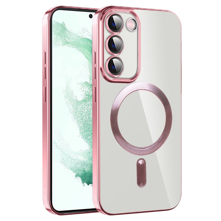 For Samsung Galaxy S22+ 5G CD Texture Plating TPU MagSafe Phone Case with Lens Film(Pink) - Galaxy S22+ 5G Cases by buy2fix | Online Shopping UK | buy2fix