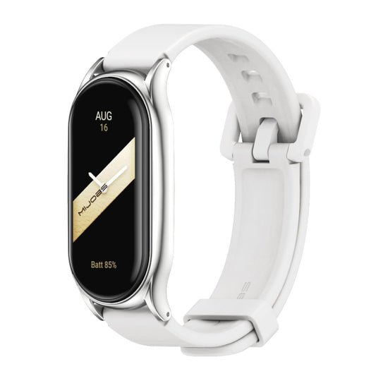 For Xiaomi Mi Band 8 Mijobs Plus Case Silicone Watch Band(White Silver) - Watch Bands by MIJOBS | Online Shopping UK | buy2fix