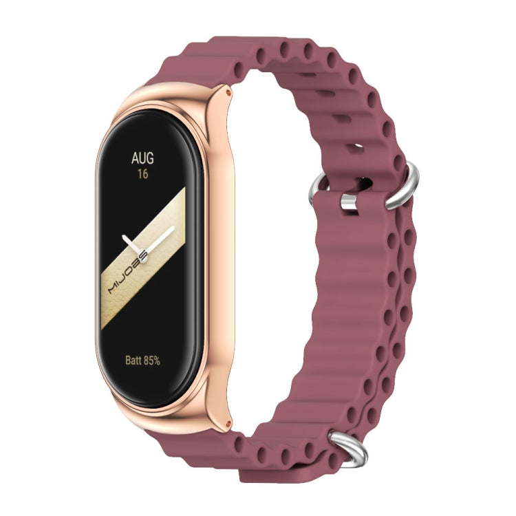 For Xiaomi Mi Band 8 Mijobs CS Case Marine Silicone Breathable Watch Band(Wine Red Rose Gold) - Watch Bands by MIJOBS | Online Shopping UK | buy2fix