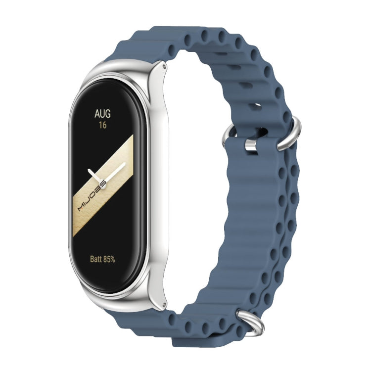 For Xiaomi Mi Band 8 Mijobs CS Case Marine Silicone Breathable Watch Band(Space Blue Silver) - Watch Bands by MIJOBS | Online Shopping UK | buy2fix