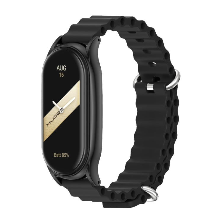 For Xiaomi Mi Band 8 Mijobs Plus Case Marine Silicone Breathable Watch Band(Black) - Watch Bands by MIJOBS | Online Shopping UK | buy2fix