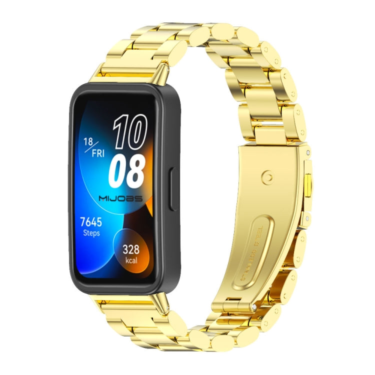 For Huawei Band 8 / 9 Mijobs Three Bead Bamboo Stainless Steel Watch Band(Gold) - Watch Bands by MIJOBS | Online Shopping UK | buy2fix