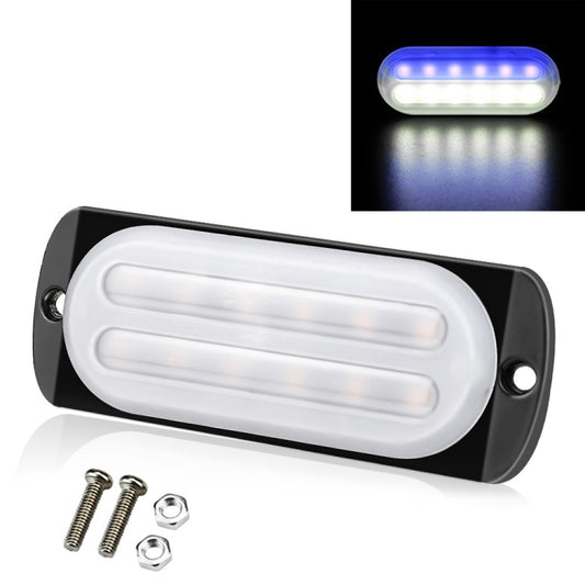 DC12V-24V / 36W Car Truck Emergency Strobe Flash Warning Light 12LEDs Ultra-thin Side Lights(White + Blue) - In Car by buy2fix | Online Shopping UK | buy2fix