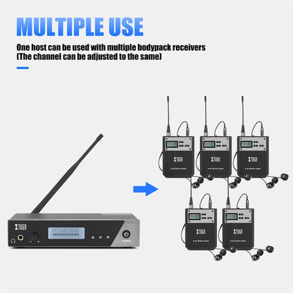 XTUGA  IEM1100 Professional Wireless In Ear Monitor System 1 BodyPacks(AU Plug) - Microphone by XTUGA | Online Shopping UK | buy2fix