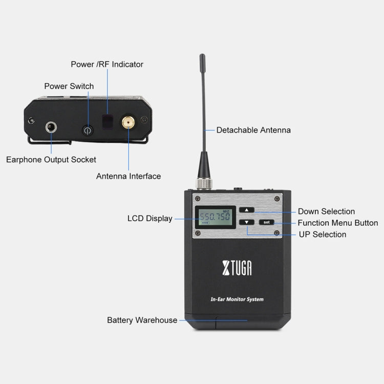 XTUGA  IEM1100 Professional Wireless In Ear Monitor System 4 BodyPacks(UK Plug) - Microphone by XTUGA | Online Shopping UK | buy2fix