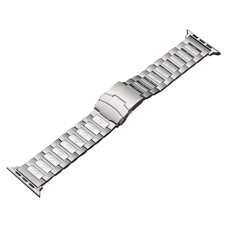 For Apple Watch Series 7 41mm Safety Buckle Titanium Steel Watch Band(Silver) - Watch Bands by buy2fix | Online Shopping UK | buy2fix