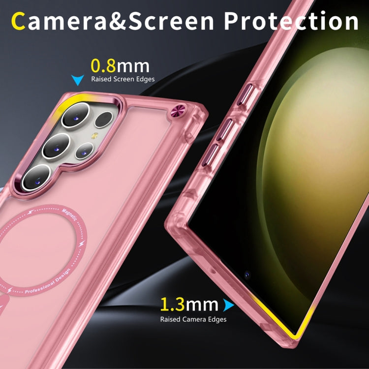 For Samsung Galaxy S23 Ultra 5G Skin Feel TPU + PC MagSafe Magnetic Phone Case(Transparent Pink) - Galaxy S23 Ultra 5G Cases by buy2fix | Online Shopping UK | buy2fix