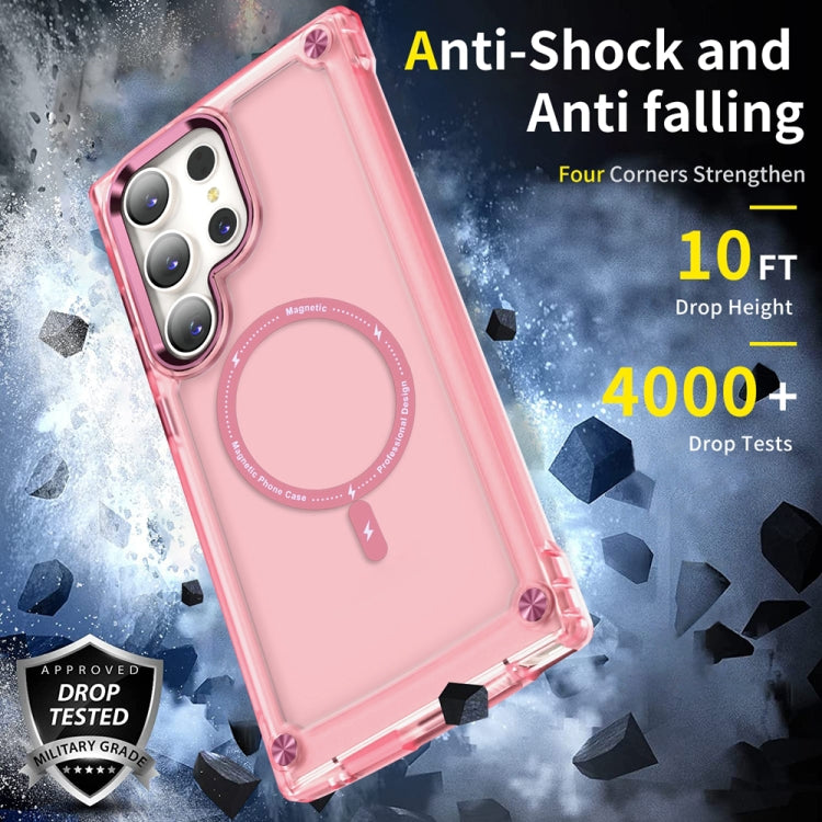 For Samsung Galaxy S23 Ultra 5G Skin Feel TPU + PC MagSafe Magnetic Phone Case(Transparent Pink) - Galaxy S23 Ultra 5G Cases by buy2fix | Online Shopping UK | buy2fix