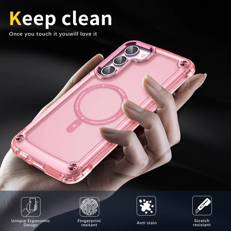 For Samsung Galaxy S23 5G Skin Feel TPU + PC MagSafe Magnetic Phone Case(Transparent Pink) - Galaxy S23 5G Cases by buy2fix | Online Shopping UK | buy2fix