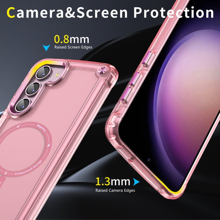 For Samsung Galaxy S22+ 5G Skin Feel TPU + PC MagSafe Magnetic Phone Case(Transparent Pink) - Galaxy S22+ 5G Cases by buy2fix | Online Shopping UK | buy2fix