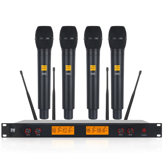 XTUGA A400-H Professional 4-Channel UHF Wireless Microphone System with 4 Handheld Microphone(AU Plug) - Microphone by XTUGA | Online Shopping UK | buy2fix