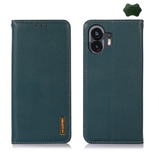 For Nothing Phone 2 KHAZNEH Nappa Top Layer Cowhide Leather Phone Case(Green) - More Brand by buy2fix | Online Shopping UK | buy2fix