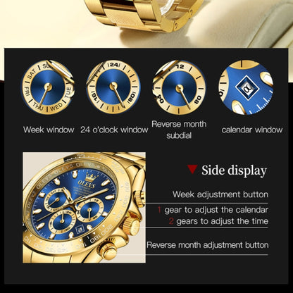 OLEVS 6638 Men Multifunctional Luminous Waterproof Mechanical Watch(Blue) - Metal Strap Watches by OLEVS | Online Shopping UK | buy2fix