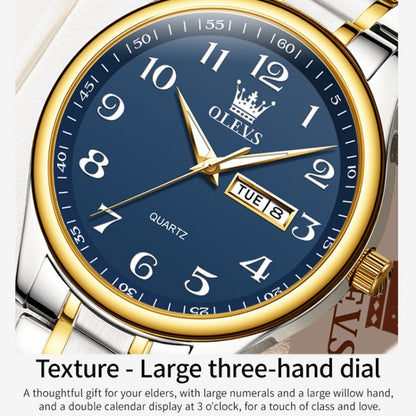 OLEVS 5567 Men Steel Strap Waterproof Quartz Watch(Blue) - Metal Strap Watches by OLEVS | Online Shopping UK | buy2fix