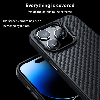 For iPhone 15 Pro wlons Magsafe Carbon Fiber Kevlar TPU Phone Case(Black) - iPhone 15 Pro Cases by wlons | Online Shopping UK | buy2fix