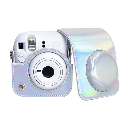 For FUJIFILM instax mini 12 Laser Full Body Leather Case Camera Bag with Strap(Silver) - Leather Bag by buy2fix | Online Shopping UK | buy2fix