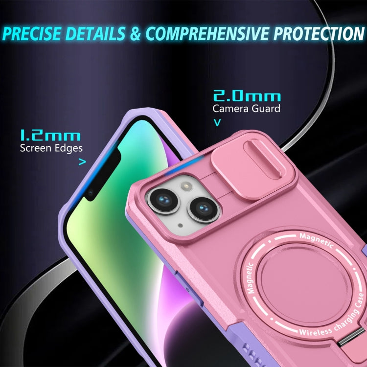 For iPhone 15 Plus Sliding Camshield Magsafe Holder TPU Hybrid PC Phone Case(Purple Pink) - iPhone 15 Plus Cases by buy2fix | Online Shopping UK | buy2fix