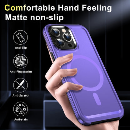 For iPhone 14 Pro Max Shield Armor MagSafe TPU Hybrid PC Phone Case(Purple) - iPhone 14 Pro Max Cases by buy2fix | Online Shopping UK | buy2fix