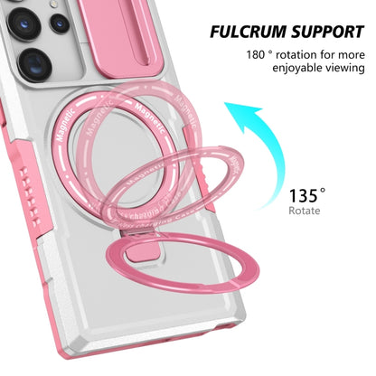 For Samsung Galaxy S23 Ultra 5G Sliding Camshield Magsafe Holder TPU Hybrid PC Phone Case(Pink White) - Galaxy S23 Ultra 5G Cases by buy2fix | Online Shopping UK | buy2fix