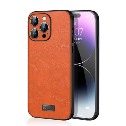 For iPhone 15 Pro Max SULADA Shockproof TPU Hybrid Handmade Leather Phone Case(Orange) - iPhone 15 Pro Max Cases by SULADA | Online Shopping UK | buy2fix