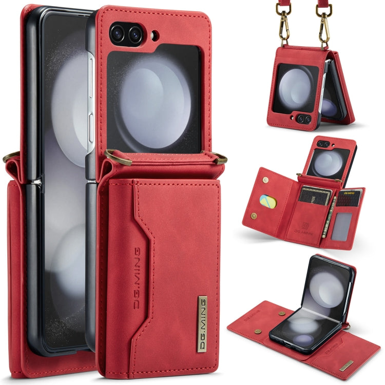 For Samsung Galaxy Z Flip5 5G DG.MING M2 Series Card Bag Magnetic Leather Phone Case(Red) - Galaxy Z Flip5 Cases by DG.MING | Online Shopping UK | buy2fix