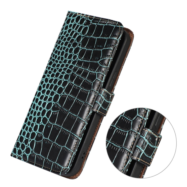 For Sony Xperia 5 V Crocodile Top Layer Cowhide Leather Phone Case(Green) - Sony Cases by buy2fix | Online Shopping UK | buy2fix