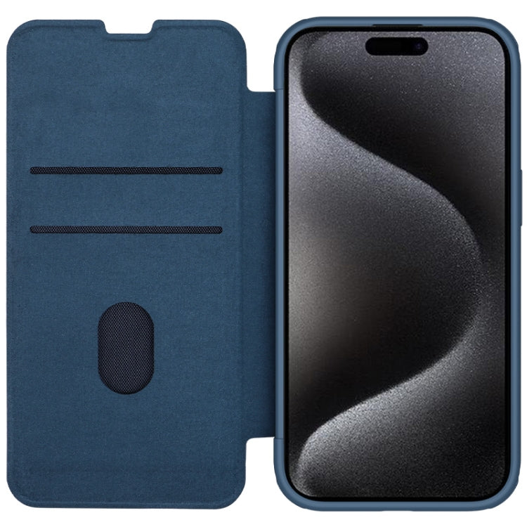 For iPhone 15 Pro NILLKIN QIN Series Pro Fabric Textured Leather Phone Case(Blue) - iPhone 15 Pro Max Cases by NILLKIN | Online Shopping UK | buy2fix