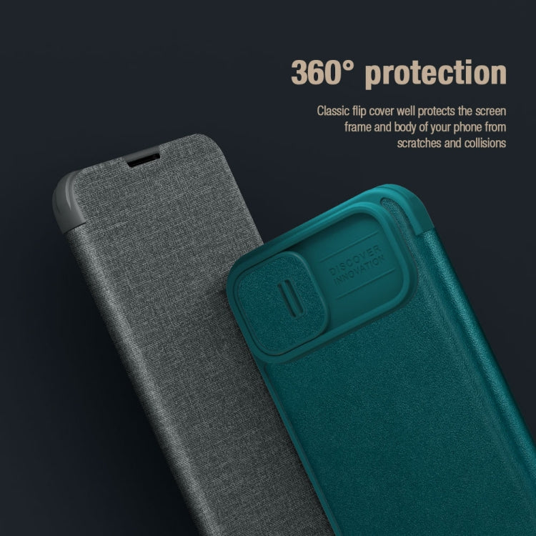 For iPhone 15 NILLKIN QIN Series Pro Fabric Textured Leather Phone Case(Blue) - iPhone 15 Pro Max Cases by NILLKIN | Online Shopping UK | buy2fix