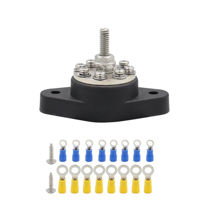 5/16 inch M8 RV Yacht 8-way Terminal Stud with 2pcs M5x20 Screws + Terminals(Black) - Booster Cable & Clip by buy2fix | Online Shopping UK | buy2fix