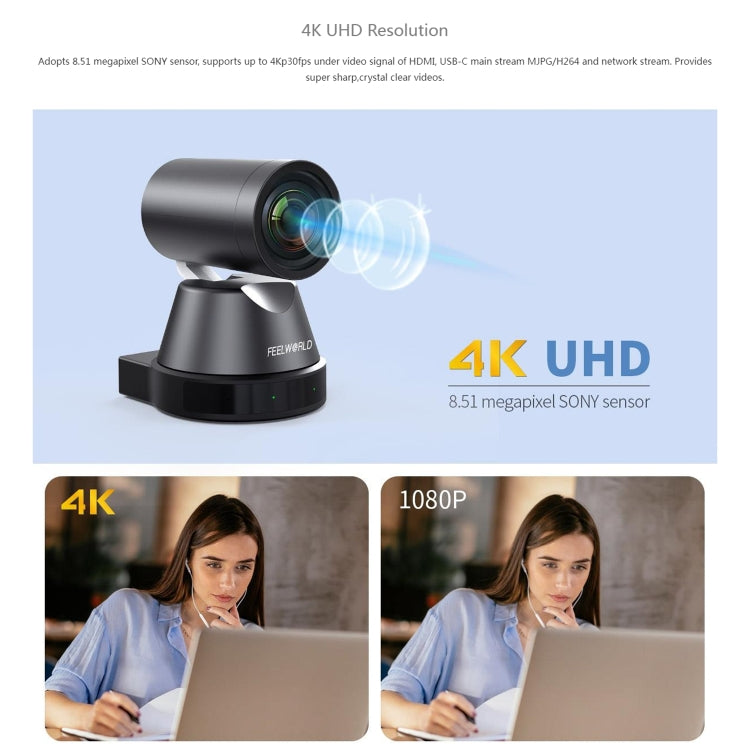 FEELWORLD 4K12X 4K PTZ Camera 12X Optical Zoom AI Tracking HDMI USB IP Remote Control(AU Plug) - HD Camera by FEELWORLD | Online Shopping UK | buy2fix