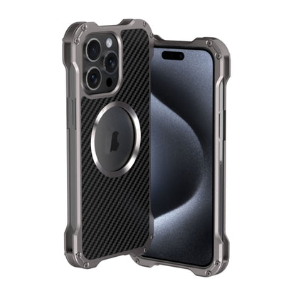 For iPhone 15 Pro Max R-JUST RJ51 Hollow MagSafe Magnetic Metal Phone Case(Space Grey) - iPhone 15 Pro Max Cases by R-JUST | Online Shopping UK | buy2fix