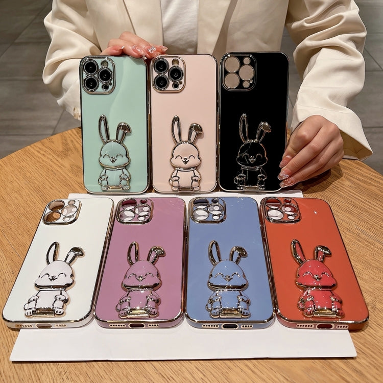 For iPhone 15 Pro Max Plating Rabbit Holder Phone Case(Red) - iPhone 15 Pro Max Cases by buy2fix | Online Shopping UK | buy2fix