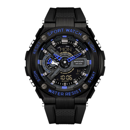 SANDA 3170 Men Luminous Waterproof Sports Watch(Black Blue) - Silicone Strap Watches by SANDA | Online Shopping UK | buy2fix