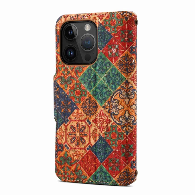 For iPhone 15 Pro Max Denior Flower Language Series Cork Fabric Oil Edge Leather Phone Case(Winter) - iPhone 15 Pro Max Cases by Denior | Online Shopping UK | buy2fix