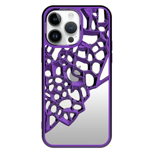 For iPhone 15 Pro Max Mirror Style Hollow Heat Dissipation Electroplated  TPU Phone Case(Purple) - iPhone 15 Pro Max Cases by buy2fix | Online Shopping UK | buy2fix