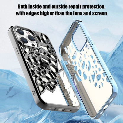 For iPhone 15 Pro Max Mirror Style Hollow Heat Dissipation Electroplated  TPU Phone Case(Silver) - iPhone 15 Pro Max Cases by buy2fix | Online Shopping UK | buy2fix