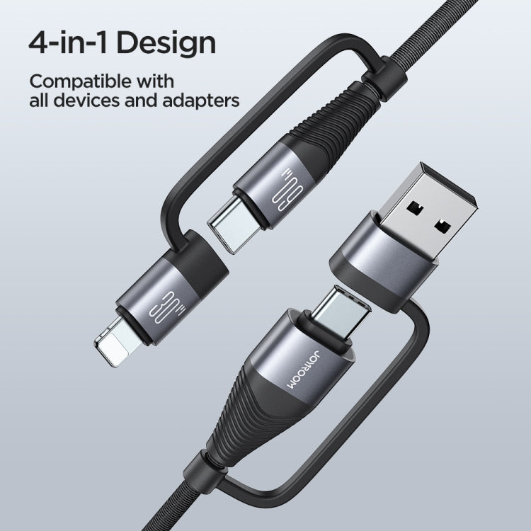 JOYROOM SA37-2T2 60W Multi-Function Series 4 in 1 Fast Charging Data Cable, Length:1.2m(Black) - Multifunction Cable by JOYROOM | Online Shopping UK | buy2fix