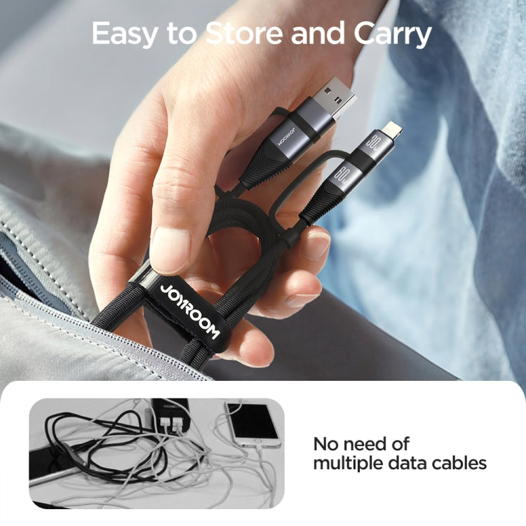 JOYROOM SA37-1T2 60W Multi-Function Series 2 in 1 Fast Charging Data Cable, Length:1.2m(Black) - Multifunction Cable by JOYROOM | Online Shopping UK | buy2fix