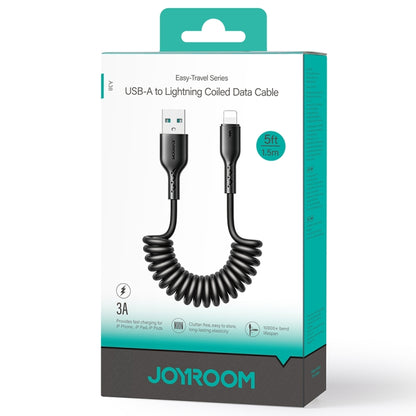 JOYROOM SA38-AL3 3A USB to 8 Pin Coiled Fast Charging Data Cable, Length:1.5m(Black) - Normal Style Cable by buy2fix | Online Shopping UK | buy2fix