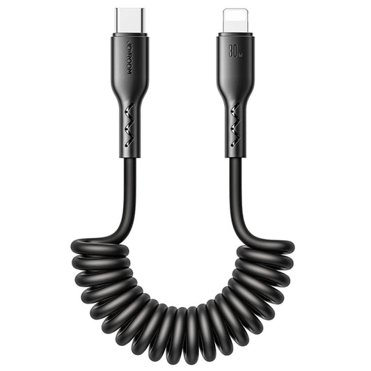 JOYROOM SA38-CL3 30W USB-C / Type-C to 8 Pin Coiled Fast Charging Data Cable, Length:1.5m(Black) - 2 in 1 Cable by buy2fix | Online Shopping UK | buy2fix